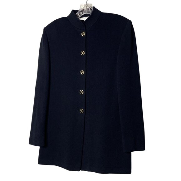 Vtg St. John Collection Santana Knit Black Longline Sweater Jacket Women's Sz 10 - Picture 10 of 10